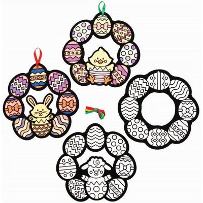 Couronnes de Pâques à colorier - Pack de 10 Couronnes de Pâques à colorier - Pack de 10