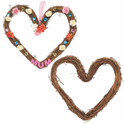 Craft Heart Rattan Wreaths - 20cm Natural Decor Craft Heart Rattan Wreaths - 20cm Natural Decor