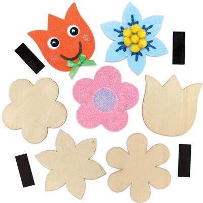 Aimants en bois fleurs - Pack de 12 Aimants en bois fleurs - Pack de 12