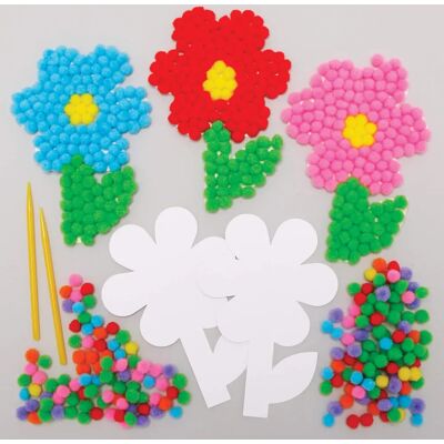 Kits de manualidades con pompones de flores Baker Ross - Pack de 5 Kits de manualidades con pompones de flores Baker Ross - Pack de 5
