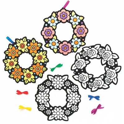 Couronnes de fleurs en velours Baker Ross - Pack de 10 - Décor de printemps Couronnes de fleurs en velours Baker Ross - Pack de 10 - Décor de printemps