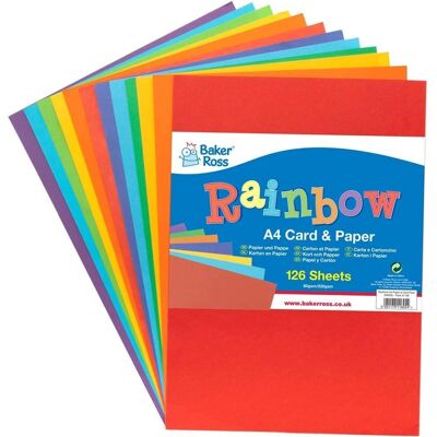 Lot de Papier et Carton Arc-en-Ciel A4 - 126 Feuilles Lot de Papier et Carton Arc-en-Ciel A4 - 126 Feuilles