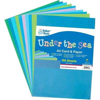 Groupe Baker Ross Pack de Carton & Papier Sous-marin A4 - 100 feuilles Groupe Baker Ross Pack de Carton & Papier Sous-marin A4 - 100 feuilles