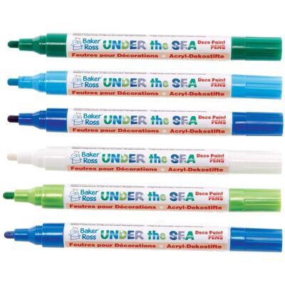 Baker Ross Multi-Purpose Deco Paint Pens - 6 Colors - Under the Sea Baker Ross Multi-Purpose Deco Paint Pens - 6 Colors - Under the Sea