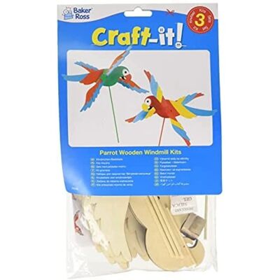 Kit Mulini a Vento in Legno Craft Pappagallo - 3 Varianti Kit Mulini a Vento in Legno Craft Pappagallo - 3 Varianti
