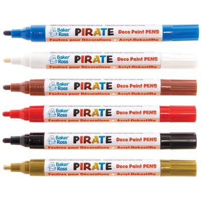 Baker Ross Pirate Multi-Purpose Deco Paint Pens - Pack of 6 Baker Ross Pirate Multi-Purpose Deco Paint Pens - Pack of 6