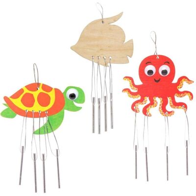 Craft Carillon in Legno con Creatures Marine - Confezione da 4 Craft Carillon in Legno con Creatures Marine - Confezione da 4