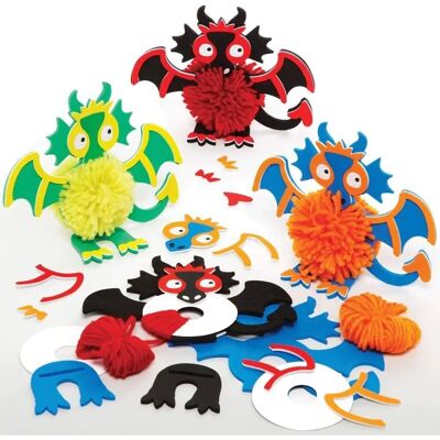 Kits de dragón en pompones - Kit de manualidades - 15cm - Multicolor Kits de dragón en pompones - Kit de manualidades - 15cm - Multicolor