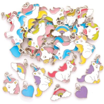 Breloques de licorne - Pack de 30 - Différents Designs Breloques de licorne - Pack de 30 - Différents Designs