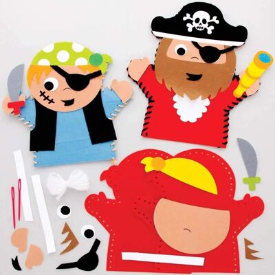 Baker Ross Piraten Handpuppe Nähset - Pack von 4 Baker Ross Piraten Handpuppe Nähset - Pack von 4