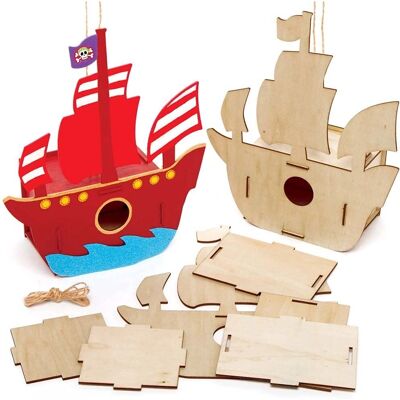 Kit de Casa de Pájaro Barco Pirata de Madera - Casa para Pájaros Kit de Casa de Pájaro Barco Pirata de Madera - Casa para Pájaros