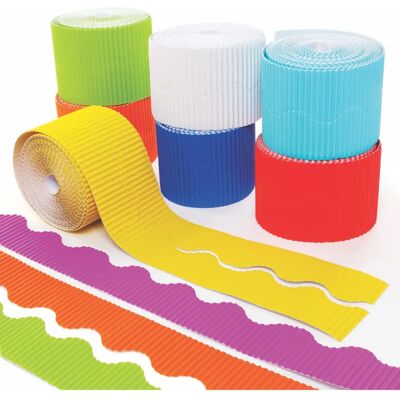 Pacchetto di 8 bordure ondulate arcobaleno Baker Ross - Bordi per craft Pacchetto di 8 bordure ondulate arcobaleno Baker Ross - Bordi per craft