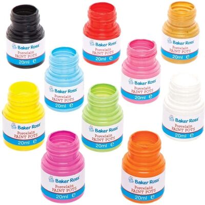 Baker Ross Pinturas en Porcelana - Pack de 10 Colores Vibrantes Baker Ross Pinturas en Porcelana - Pack de 10 Colores Vibrantes