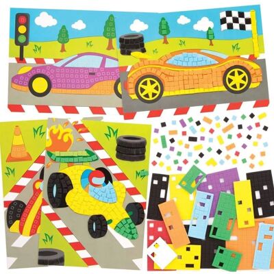 Kit de mosaïque de voitures de course Baker Ross - 4 Modèles Kit de mosaïque de voitures de course Baker Ross - 4 Modèles