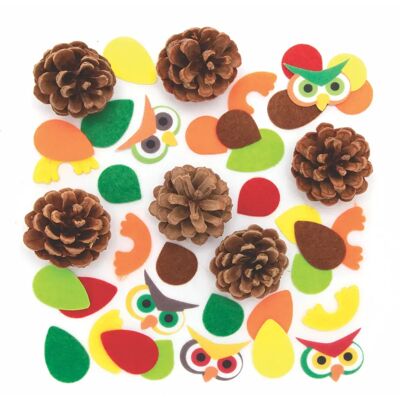 Bastelset Eulen Tannenzapfen - Natur, 6 Designs Bastelset Eulen Tannenzapfen - Natur, 6 Designs