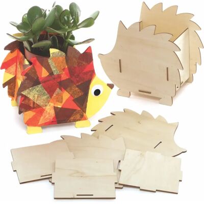 Kits de macetas de madera en forma de erizo - Para plantas pequeñas Kits de macetas de madera en forma de erizo - Para plantas pequeñas