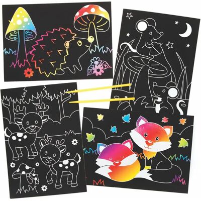 Images à gratter d’animaux de la forêt - Pack de 8 Images à gratter d’animaux de la forêt - Pack de 8