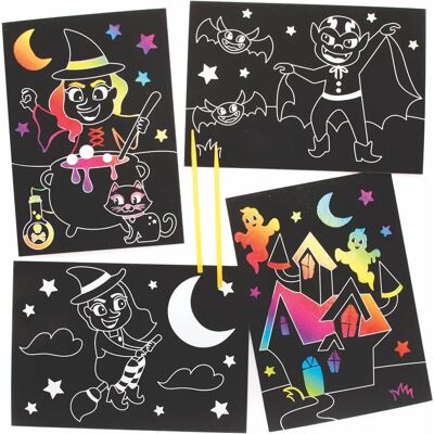 Kit di arte da grattare di Halloween - Blu/Grigio Kit di arte da grattare di Halloween - Blu/Grigio