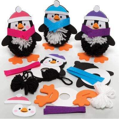 Baker Ross Kits de décoration en pompons de Pingouin - Pack de 3 Baker Ross Kits de décoration en pompons de Pingouin - Pack de 3