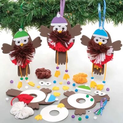 Baker Ross Christmas Robin Pom Pom Decoration Kit - 3 Designs Baker Ross Christmas Robin Pom Pom Decoration Kit - 3 Designs