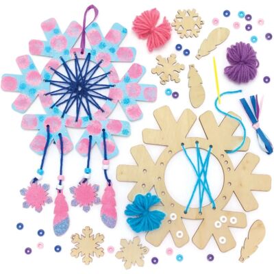 Kit attrape-rêves flocon de neige en bois Baker Ross - Pack de 4 Kit attrape-rêves flocon de neige en bois Baker Ross - Pack de 4