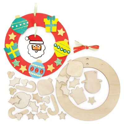 Baker Ross Kerst houten krans set - 2 stuks Baker Ross Kerst houten krans set - 2 stuks