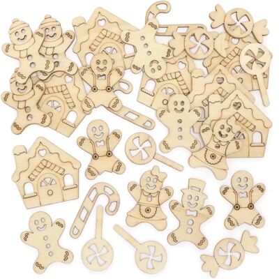 Baker Ross Mini Gemberkoekje Houten Vormen - 72 Stuks - Kerstknutselen Baker Ross Mini Gemberkoekje Houten Vormen - 72 Stuks - Kerstknutselen