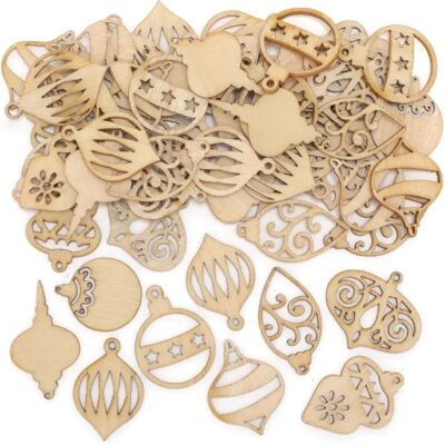 Formes en bois pour boules de Noël - 72 pièces - Décoration de Noël Formes en bois pour boules de Noël - 72 pièces - Décoration de Noël