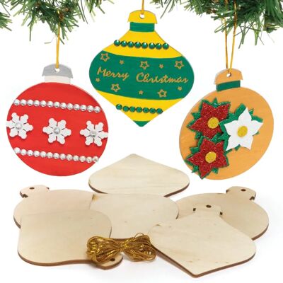 Houten kerstballen - Doos van 12 DIY kerstversieringen Houten kerstballen - Doos van 12 DIY kerstversieringen