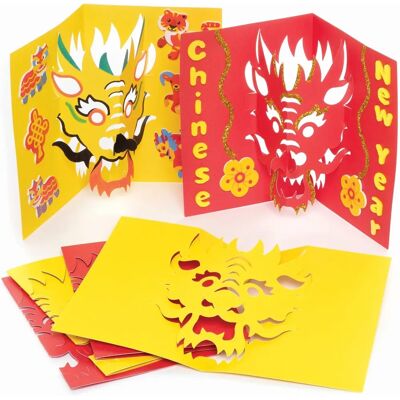 Cartes à pop-out de Dragon chinois Baker Ross - Pack de 10 Cartes à pop-out de Dragon chinois Baker Ross - Pack de 10
