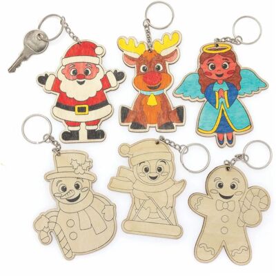 Llavero de Navidad de madera Baker Ross - Pack de 10 - Manualidades Llavero de Navidad de madera Baker Ross - Pack de 10 - Manualidades