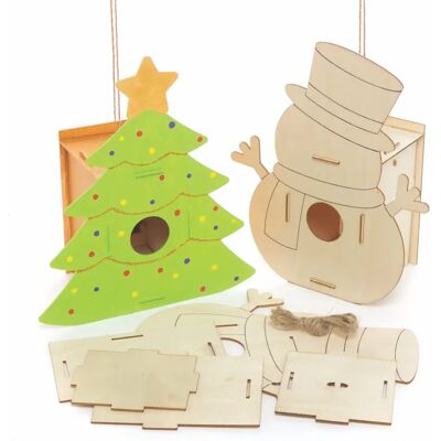 Kit maison d'oiseaux en bois de Noël - Décorer, Enfants, DIY Kit maison d'oiseaux en bois de Noël - Décorer, Enfants, DIY