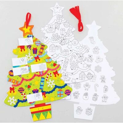 Calendrier de l'Avent à colorier de sapin de Noël - Pack de 5 Calendrier de l'Avent à colorier de sapin de Noël - Pack de 5