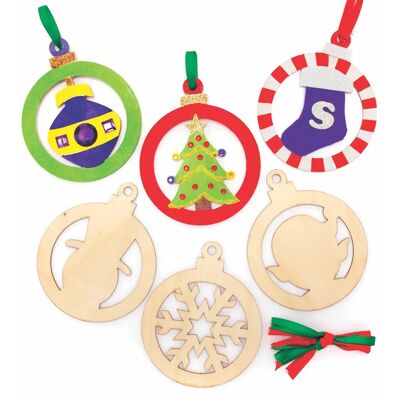 Palle di Natale in Legno - Confezione da 10 Palle di Natale in Legno - Confezione da 10