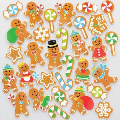 Autocollants en mousse de pain d'épice - Bricolage de Noël Autocollants en mousse de pain d'épice - Bricolage de Noël