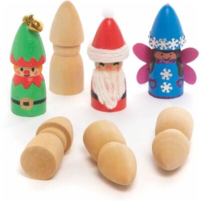 Petits elfes en bois de Baker Ross - Kit de bricolage - Décoration de Noël Petits elfes en bois de Baker Ross - Kit de bricolage - Décoration de Noël
