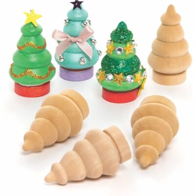Arbres de Noël en bois Baker Ross - Pack de 8 - Activités créatives Arbres de Noël en bois Baker Ross - Pack de 8 - Activités créatives
