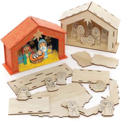 Baker Ross Houten Kerststal Set - Pack van 2 Baker Ross Houten Kerststal Set - Pack van 2