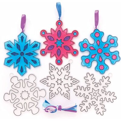 Décorations attrape-soleil flocons de neige Baker Ross - Pack de 10 Décorations attrape-soleil flocons de neige Baker Ross - Pack de 10