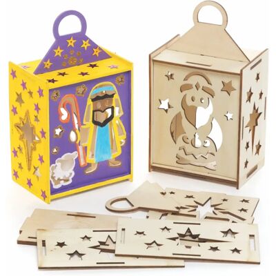 Kits de lanternes en bois de la Nativité - Paquet de 3 Kits de lanternes en bois de la Nativité - Paquet de 3