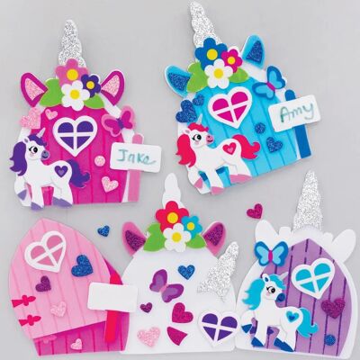 Kits de portes de fées de licorne Baker Ross - Kit d'artisanat - 4 Designs Kits de portes de fées de licorne Baker Ross - Kit d'artisanat - 4 Designs