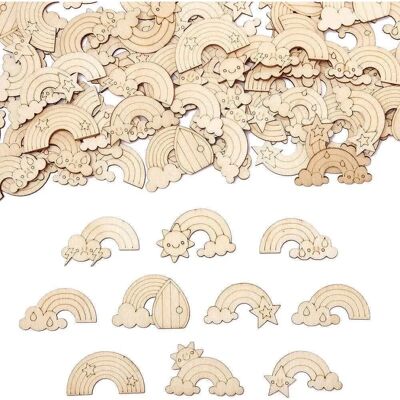 Formes en bois mini arc-en-ciel Baker Ross - 100 pièces Formes en bois mini arc-en-ciel Baker Ross - 100 pièces
