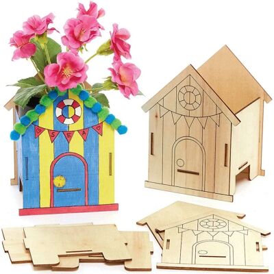 Kit de Macetas de Madera Baker Ross - Multicolor - Actividad de Manualidades para Niños Kit de Macetas de Madera Baker Ross - Multicolor - Actividad de Manualidades para Niños