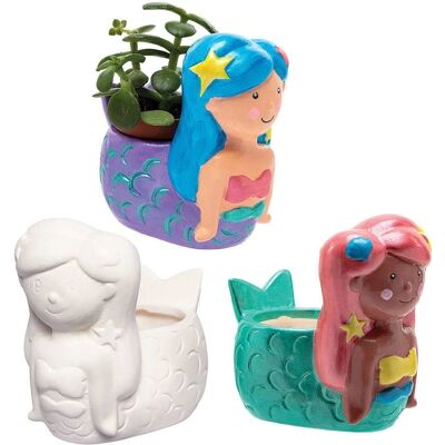 Baker Ross - FC835 - Pots en céramique sirène - Lot de 3 Baker Ross - FC835 - Pots en céramique sirène - Lot de 3