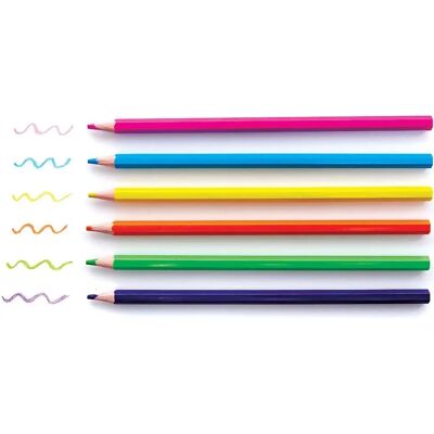 Crayons de Couleur Néon Baker Ross - 6 Couleurs, 12 Crayons Crayons de Couleur Néon Baker Ross - 6 Couleurs, 12 Crayons
