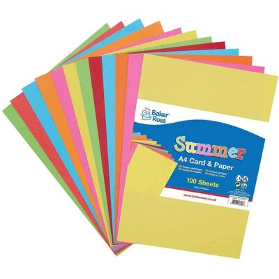 Baker Ross Sommer A4 Karton & Papier - 100 Blatt Baker Ross Sommer A4 Karton & Papier - 100 Blatt