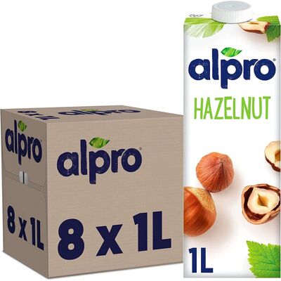 Alpro - Hazelnut Plant-Based Long Life - 1L - Pack of 8 - Drink Alpro - Hazelnut Plant-Based Long Life - 1L - Pack of 8 - Drink