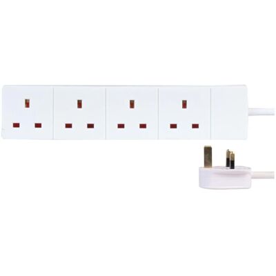 Pro Elec 4 Gang Extension Cord 10m White Pro Elec 4 Gang Extension Cord 10m White