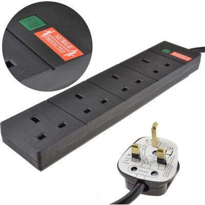Kenable - 009608 - Black - Surge Protector Extension Lead Kenable - 009608 - Black - Surge Protector Extension Lead