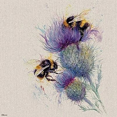 Jane Bannon Bees on Thistle Art Print - Canvas 40 x 40 cm Jane Bannon Bees on Thistle Art Print - Canvas 40 x 40 cm